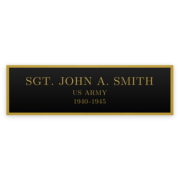 Engraving Plate - Black on Brass 1.5" x 5" Shadow Boxes, Display Cases, and Presentation Cases 