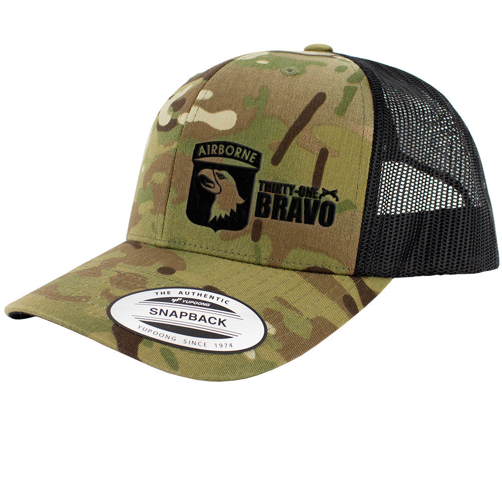 101st Airborne 31 Bravo Series Snapback Trucker Multicam Hats and Caps Hat.0356