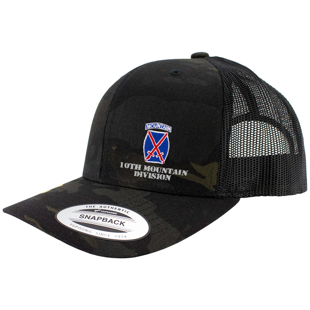 10th Mountain Division Snapback Trucker Cap - Multicam Hats and Caps Hat.0612