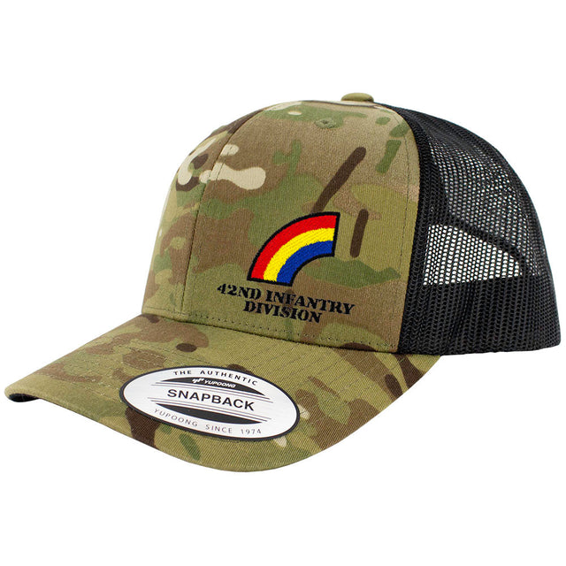 42nd Infantry Division Snapback Trucker Cap - Multicam Hats and Caps Hat.0643