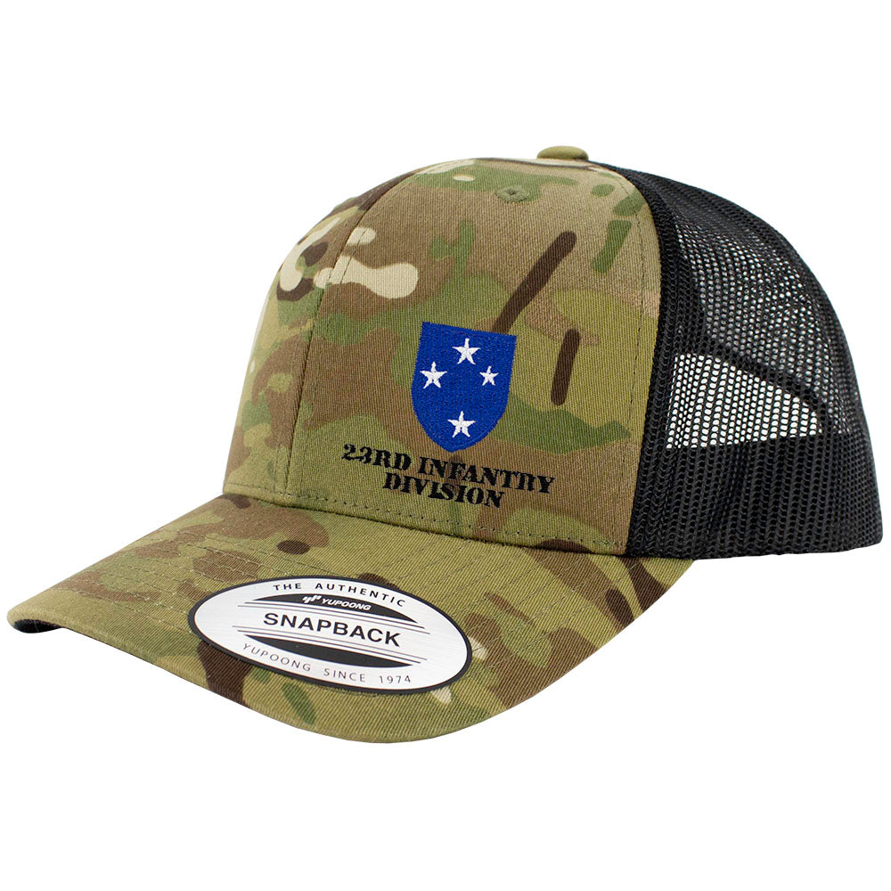 23rd Infantry Division Snapback Trucker Cap - Multicam Hats and Caps Hat.0648