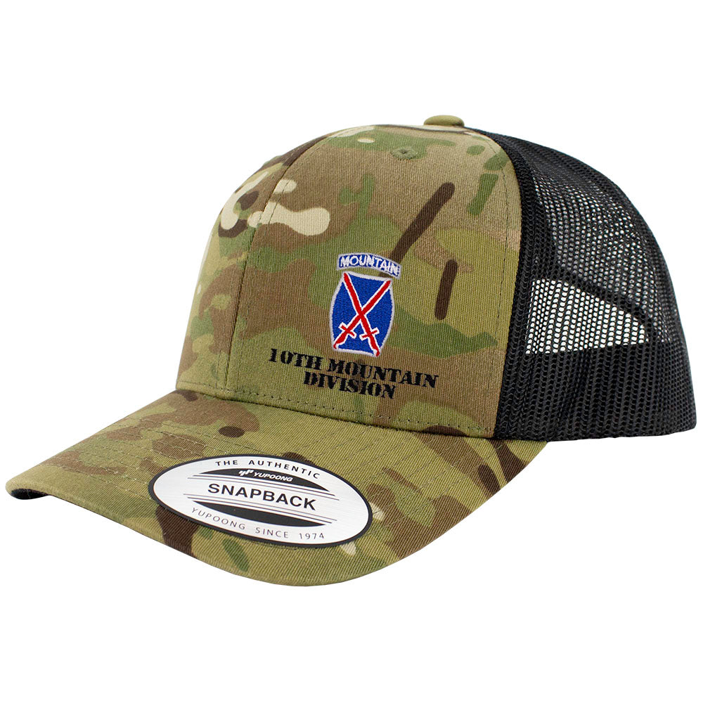 10th Mountain Division Snapback Trucker Cap - Multicam Hats and Caps Hat.0650