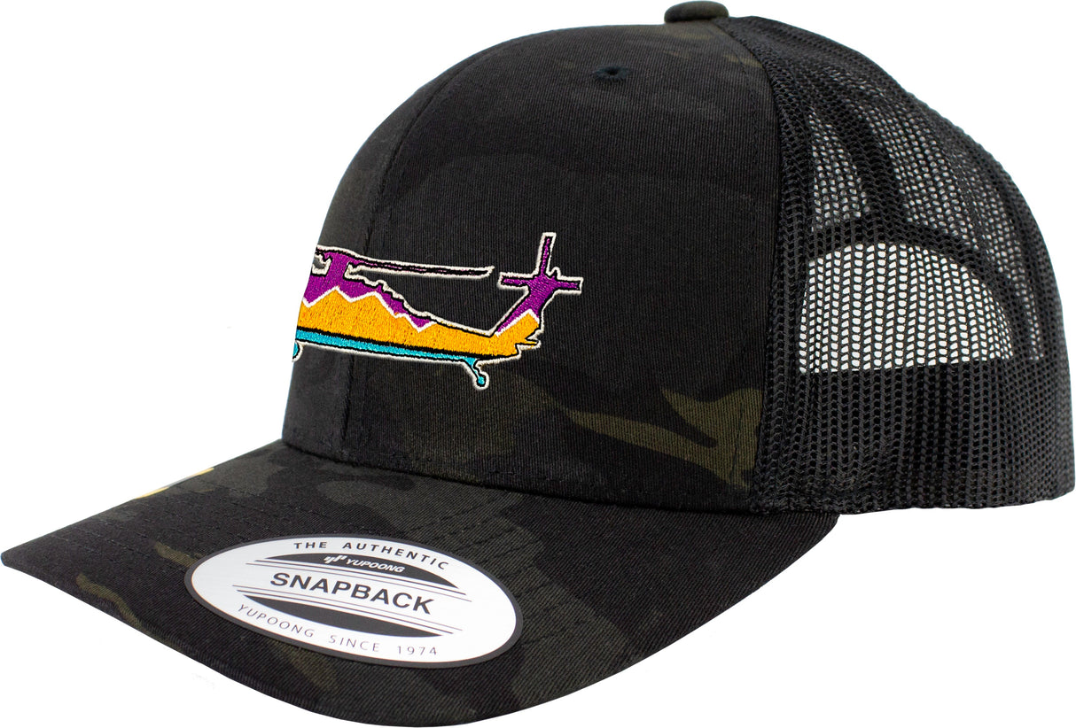 Blackhawk Sunset Embroidered Snapback Trucker Hat 