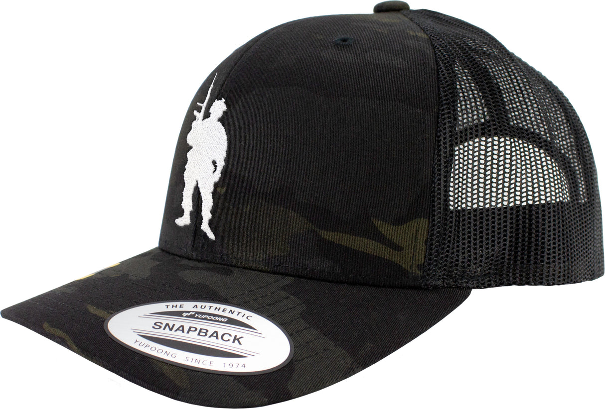 Soldier Silhouette Embroidered Snapback Trucker Hat 