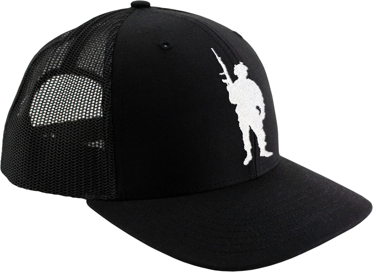 Soldier Silhouette Embroidered Snapback Trucker Hat Hat.0933.B