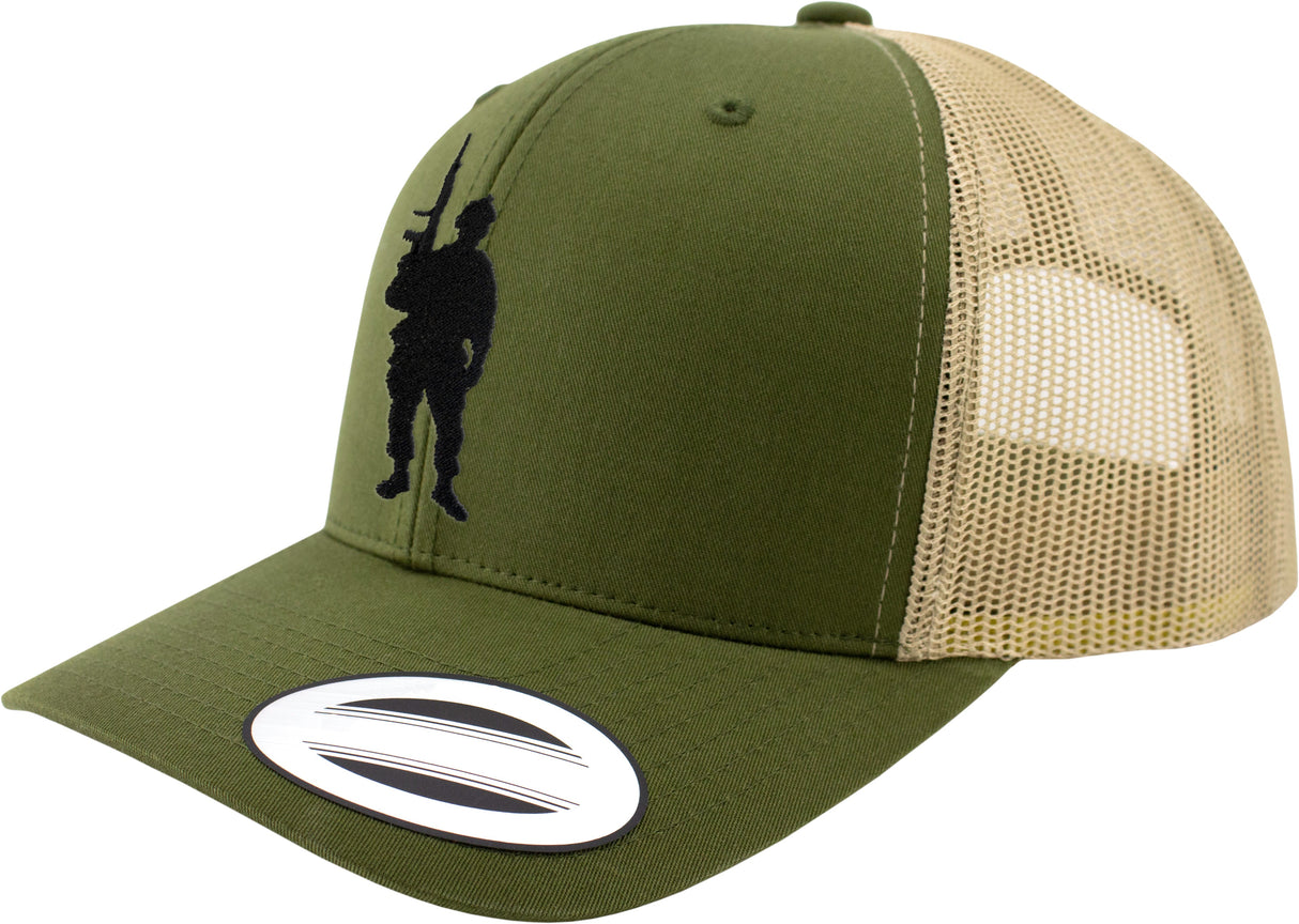 Soldier Silhouette Embroidered Snapback Trucker Hat 