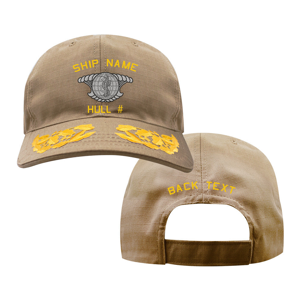 US Navy Custom Ship Cap - Coyote - Integrated Undersea Surveillance System - Silver Hats and Caps 