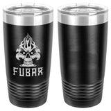 FUBAR Fiery Skull Ace Laser Engraved Vacuum Sealed 20oz Tumbler Mugs LET.0262.B