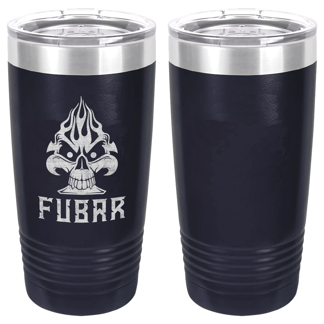 FUBAR Fiery Skull Ace Laser Engraved Vacuum Sealed 20oz Tumbler Mugs LET.0262.N