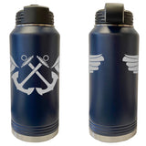 Laser Engraved Vacuum Sealed Water Bottles 32oz - Navy Badges Water Bottles LEWB.0007.N