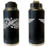 Laser Engraved Vacuum Sealed Water Bottles 32oz - Navy Badges Water Bottles LEWB.0008.B