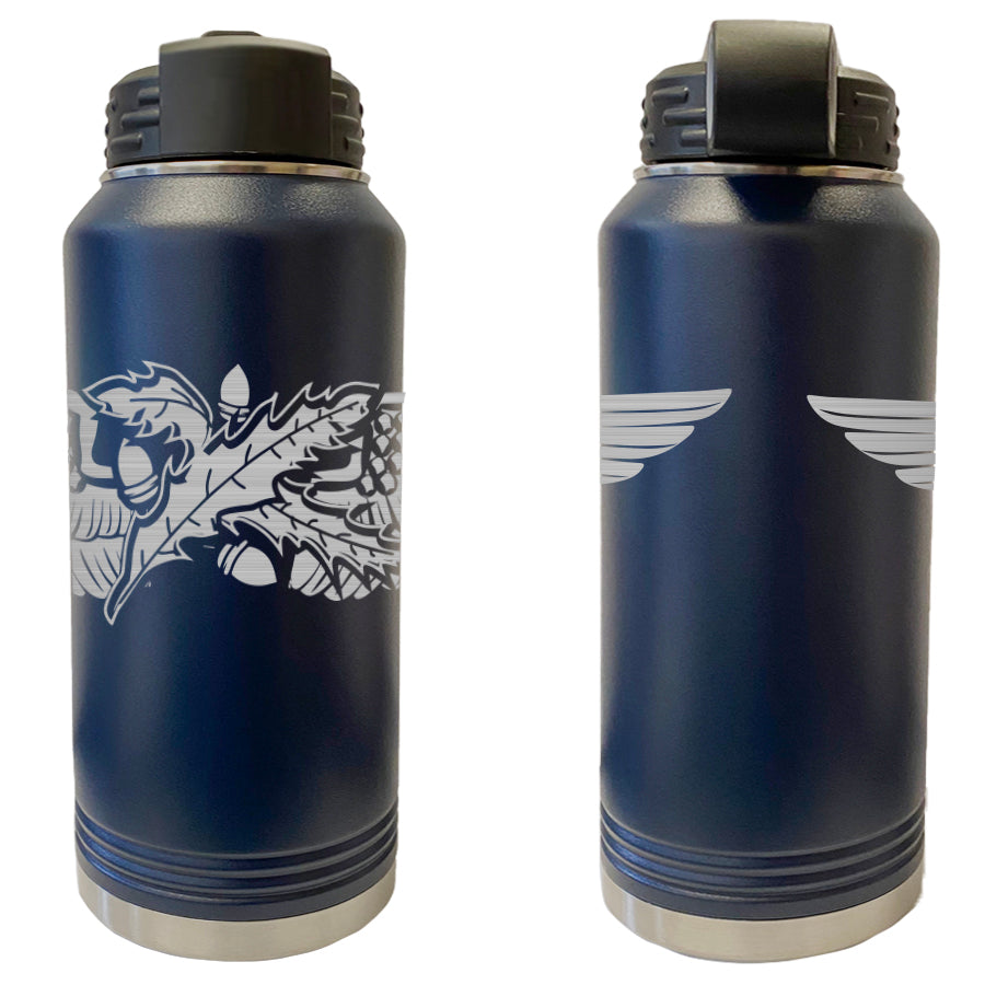 Laser Engraved Vacuum Sealed Water Bottles 32oz - Navy Badges Water Bottles LEWB.0008.N