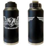 Laser Engraved Vacuum Sealed Water Bottles 32oz - Navy Badges Water Bottles LEWB.0009.B