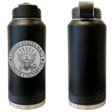 Laser Engraved Vacuum Sealed Water Bottles 32oz - Navy Badges Water Bottles LEWB.0012.B