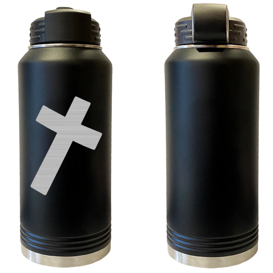 Laser Engraved Vacuum Sealed Water Bottles 32oz - Navy Badges Water Bottles LEWB.0013.B