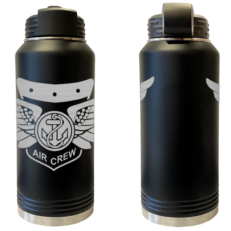 Laser Engraved Vacuum Sealed Water Bottles 32oz - Navy Badges Water Bottles LEWB.0014.B