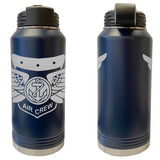 Laser Engraved Vacuum Sealed Water Bottles 32oz - Navy Badges Water Bottles LEWB.0014.N