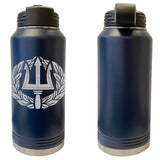 Laser Engraved Vacuum Sealed Water Bottles 32oz - Navy Badges Water Bottles LEWB.0015.N