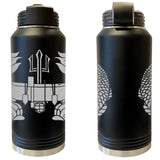 Laser Engraved Vacuum Sealed Water Bottles 32oz - Navy Badges Water Bottles LEWB.0016.B