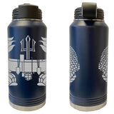 Laser Engraved Vacuum Sealed Water Bottles 32oz - Navy Badges Water Bottles LEWB.0016.N