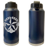 Laser Engraved Vacuum Sealed Water Bottles 32oz - Navy Badges Water Bottles LEWB.0018.N