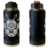 Laser Engraved Vacuum Sealed Water Bottles 32oz - Navy Badges Water Bottles LEWB.0020.B