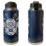 Laser Engraved Vacuum Sealed Water Bottles 32oz - Navy Badges Water Bottles LEWB.0020.N