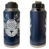 Laser Engraved Vacuum Sealed Water Bottles 32oz - Navy Badges Water Bottles LEWB.0021.N