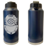 Laser Engraved Vacuum Sealed Water Bottles 32oz - Navy Badges Water Bottles LEWB.0023.N