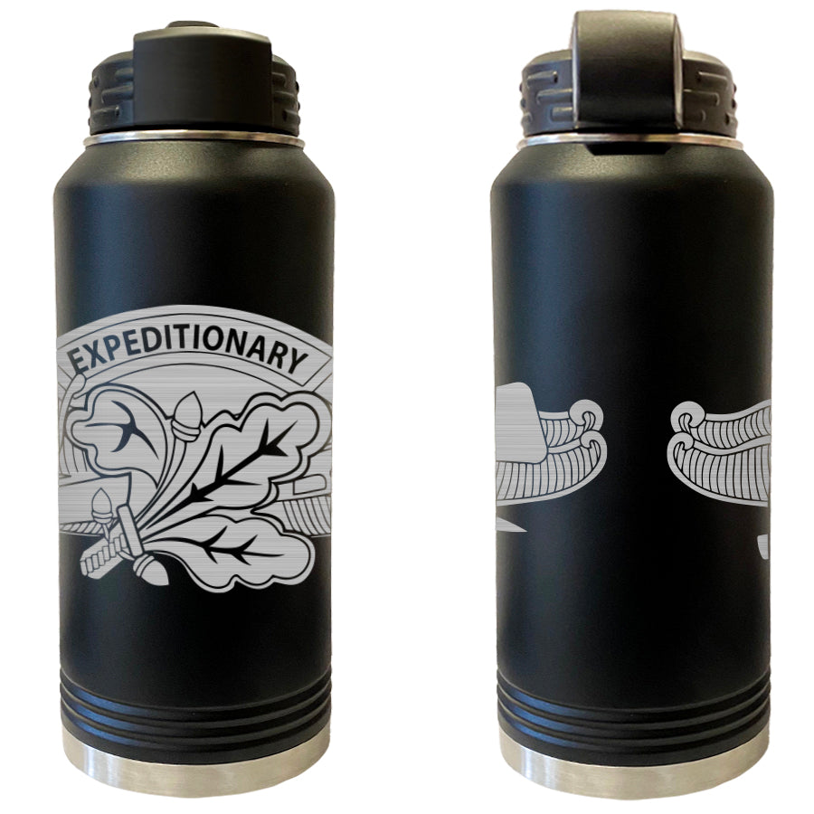 Laser Engraved Vacuum Sealed Water Bottles 32oz - Navy Badges Water Bottles LEWB.0028.B