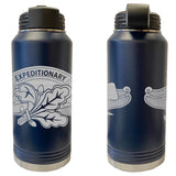 Laser Engraved Vacuum Sealed Water Bottles 32oz - Navy Badges Water Bottles LEWB.0028.N