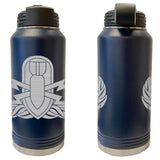 Laser Engraved Vacuum Sealed Water Bottles 32oz - Navy Badges Water Bottles LEWB.0029.N