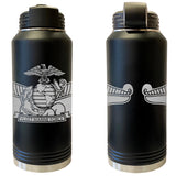 Laser Engraved Vacuum Sealed Water Bottles 32oz - Navy Badges Water Bottles LEWB.0032.B