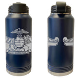 Laser Engraved Vacuum Sealed Water Bottles 32oz - Navy Badges Water Bottles LEWB.0032.N