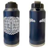 Laser Engraved Vacuum Sealed Water Bottles 32oz - Navy Badges Water Bottles LEWB.0036.N