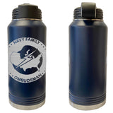 Laser Engraved Vacuum Sealed Water Bottles 32oz - Navy Badges Water Bottles LEWB.0044.N