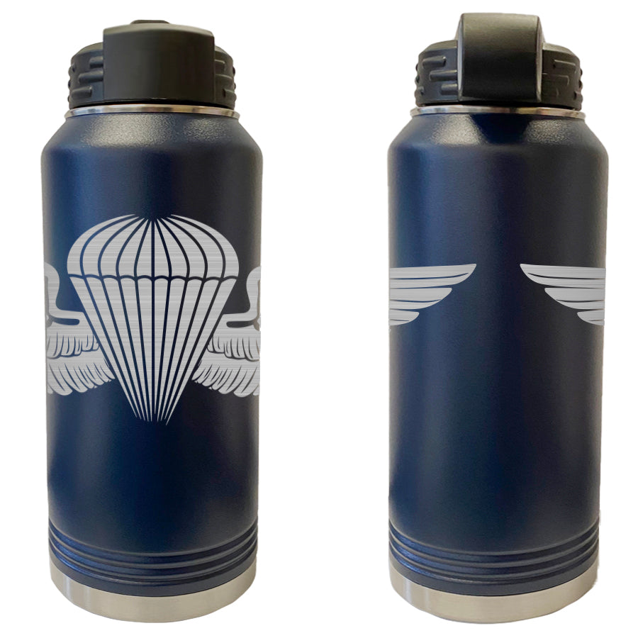 Laser Engraved Vacuum Sealed Water Bottles 32oz - Navy Badges Water Bottles LEWB.0045.N