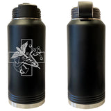 Laser Engraved Vacuum Sealed Water Bottles 32oz - Navy Badges Water Bottles LEWB.0046.B