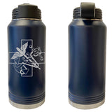 Laser Engraved Vacuum Sealed Water Bottles 32oz - Navy Badges Water Bottles LEWB.0046.N