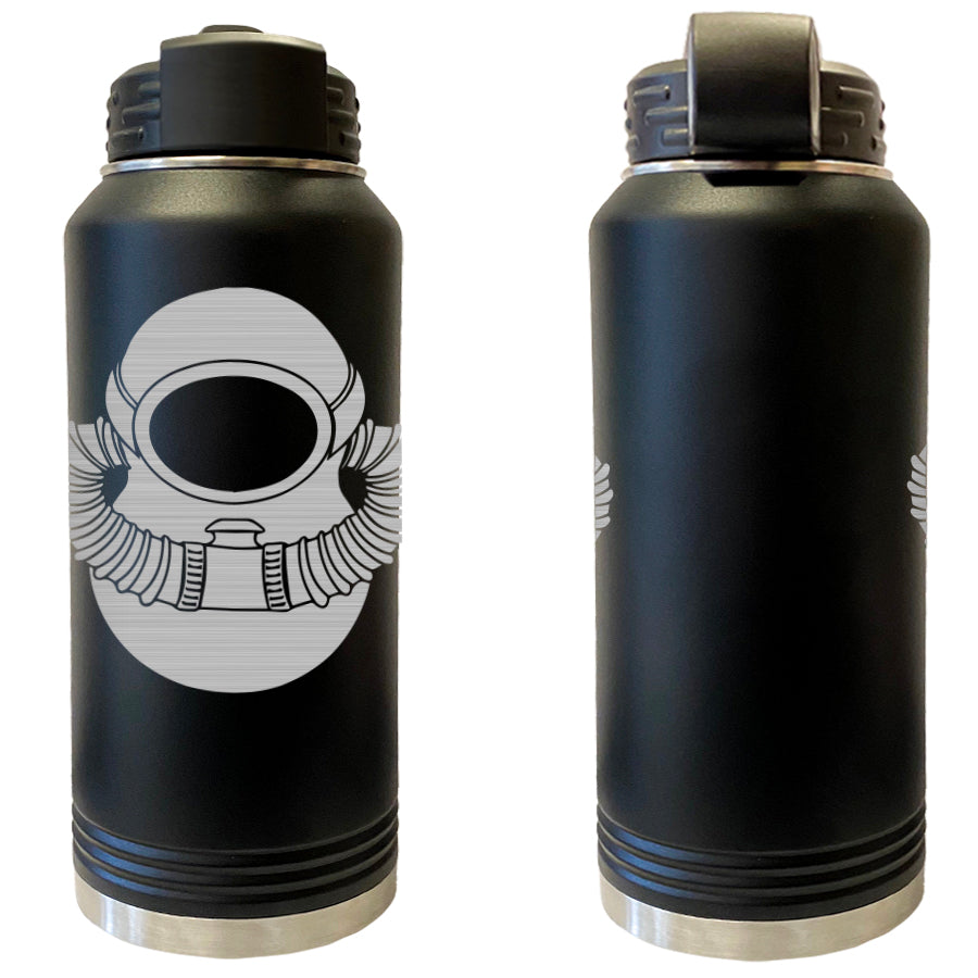 Laser Engraved Vacuum Sealed Water Bottles 32oz - Navy Badges Water Bottles LEWB.0048.B