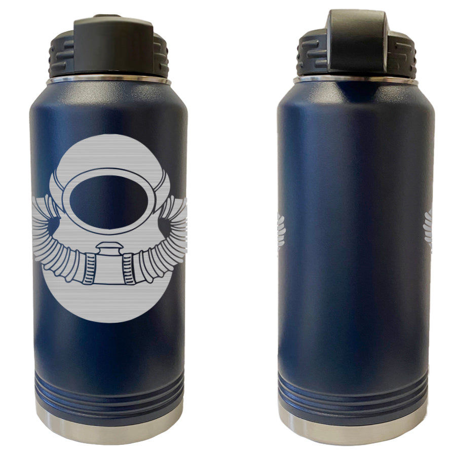 Laser Engraved Vacuum Sealed Water Bottles 32oz - Navy Badges Water Bottles LEWB.0048.N