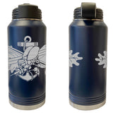 Laser Engraved Vacuum Sealed Water Bottles 32oz - Navy Badges Water Bottles LEWB.0049.N