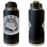 Laser Engraved Vacuum Sealed Water Bottles 32oz - Navy Badges Water Bottles LEWB.0050.B