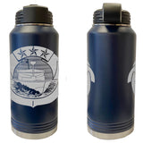 Laser Engraved Vacuum Sealed Water Bottles 32oz - Navy Badges Water Bottles LEWB.0050.N