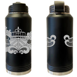 Laser Engraved Vacuum Sealed Water Bottles 32oz - Navy Badges Water Bottles LEWB.0054.B