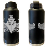 Laser Engraved Vacuum Sealed Water Bottles 32oz - Navy Badges Water Bottles LEWB.0064.B