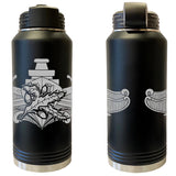 Laser Engraved Vacuum Sealed Water Bottles 32oz - Navy Badges Water Bottles LEWB.0065.B