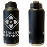 4th Infantry Division Laser Engraved Vacuum Sealed Water Bottles 32oz Water Bottles LEWB.0081.B