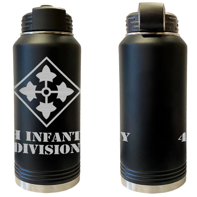 4th Infantry Division Laser Engraved Vacuum Sealed Water Bottles 32oz Water Bottles LEWB.0081.B