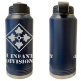 4th Infantry Division Laser Engraved Vacuum Sealed Water Bottles 32oz Water Bottles LEWB.0081.N